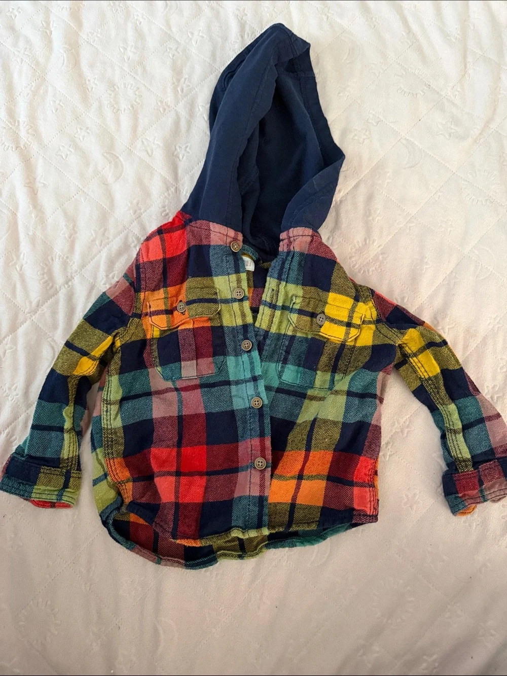 Multicolor Plaid Hooded Shirt Jacket - Kids